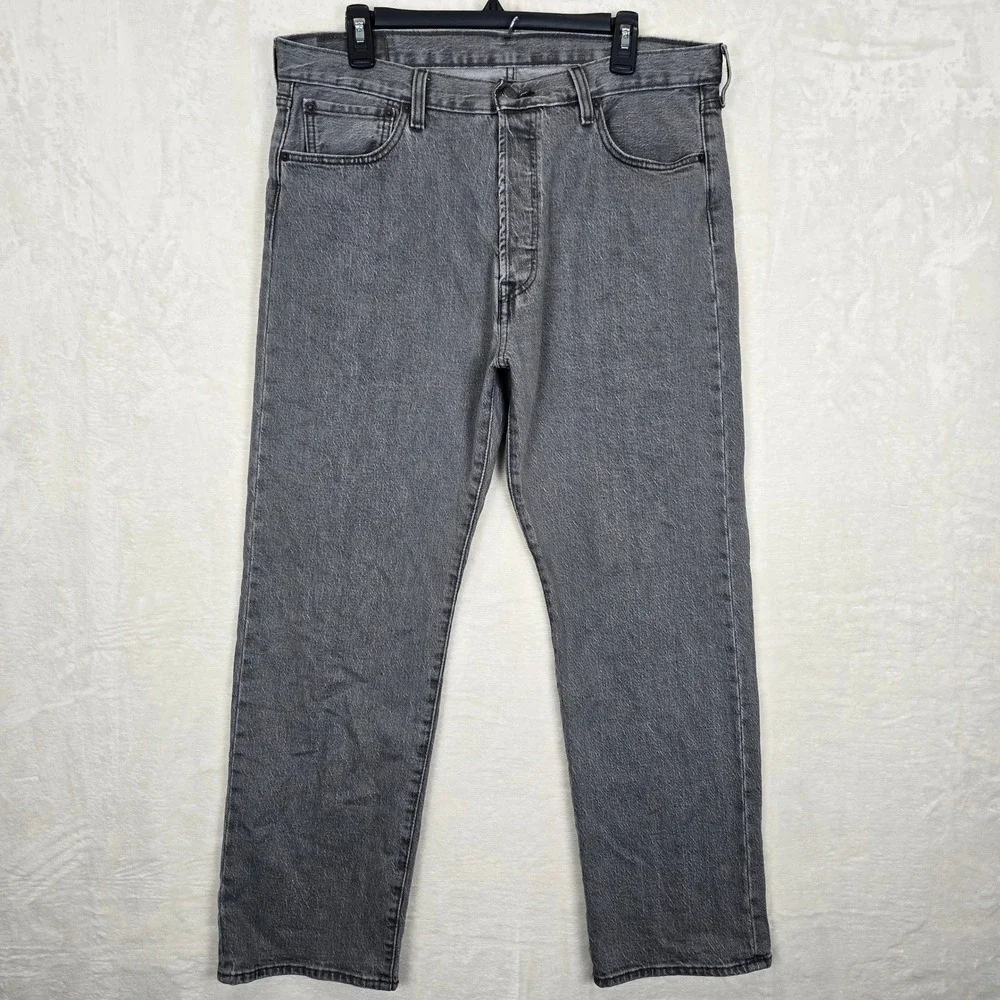 Levis 501 Original Fit Mens Grey Straight Leg Button Fly Jeans Sz W36 L30 36×30